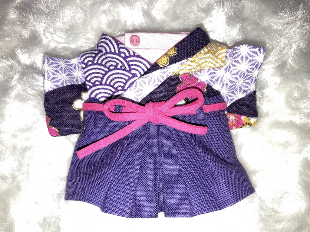 15cmぬい用 ぬい服 和モダン 袴 桜 紫