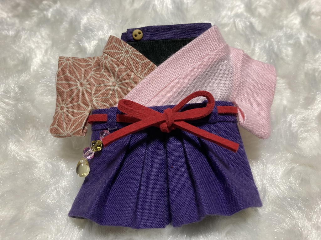 15cmぬい用 ぬい服 和モダン 袴 モチーフ 麻の葉ピンク