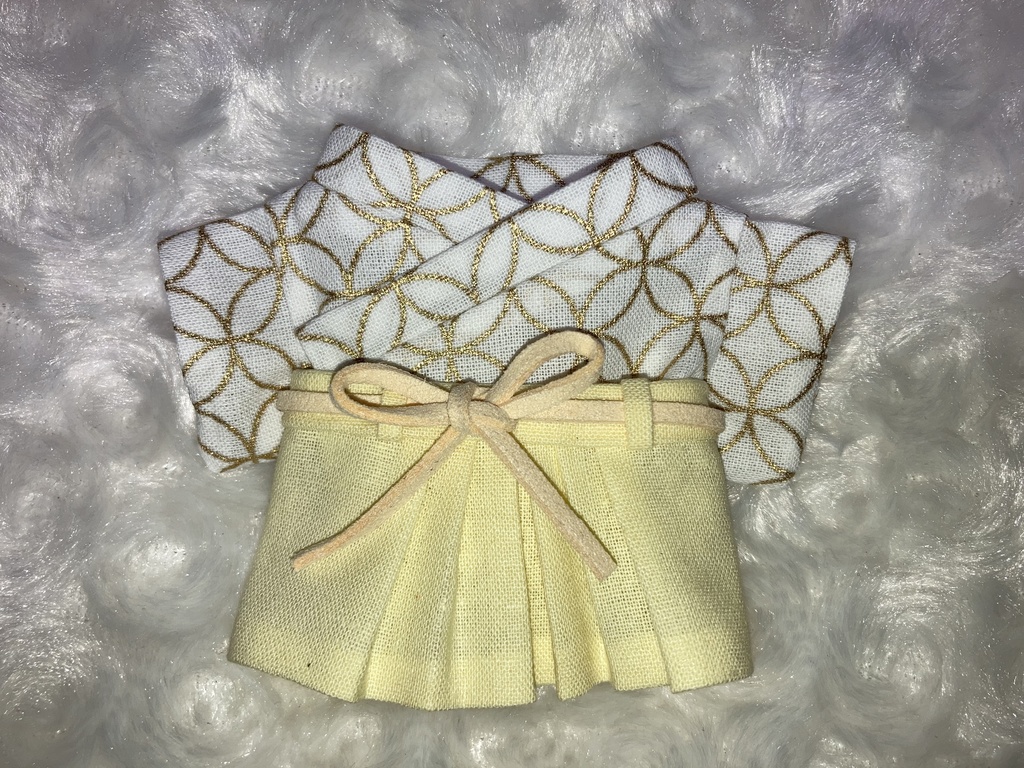15cmぬい用 ぬい服 和装 袴 七宝 白 金
