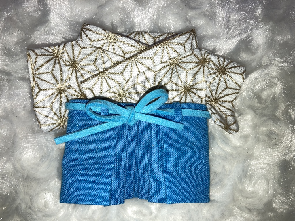 15cmぬい用 ぬい服 和装 袴 麻の葉柄 白 金