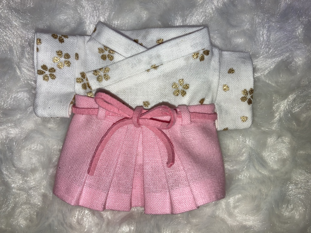 15cmぬい用 ぬい服  和装 袴 桜 白 金