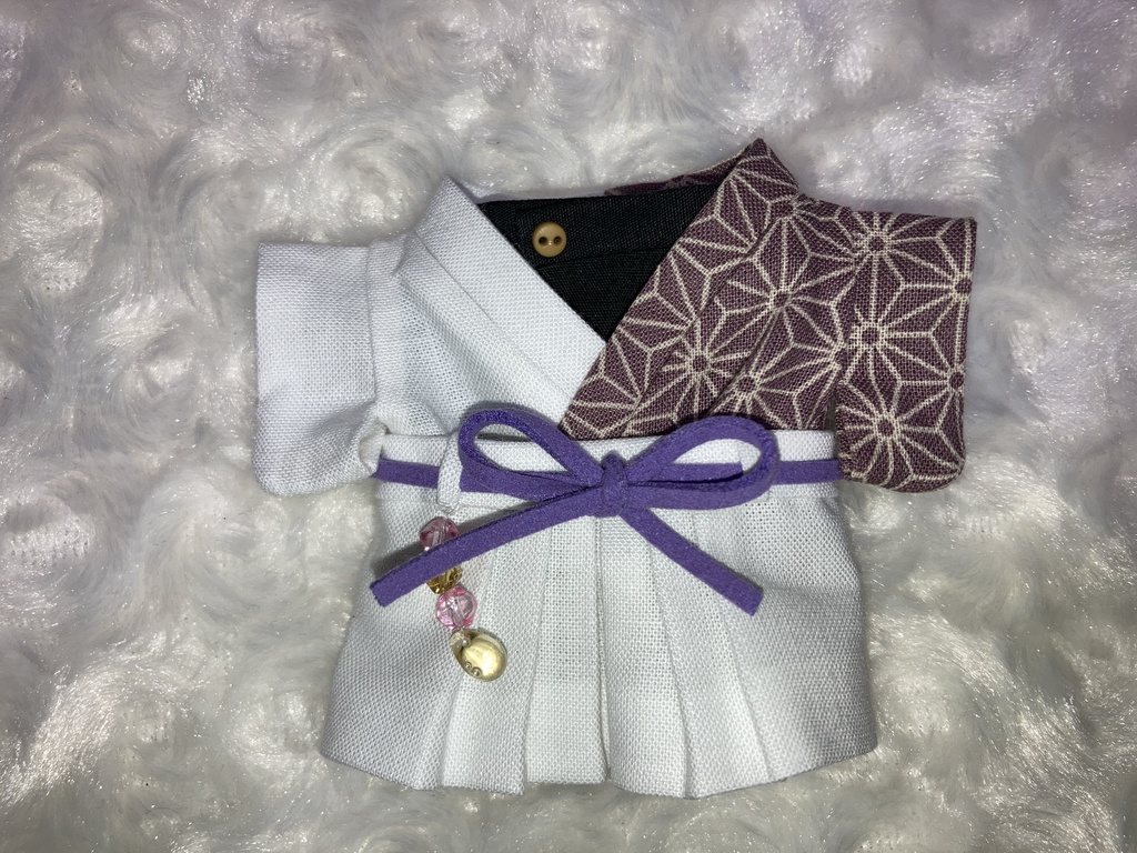 15cmぬい用 ぬい服 和モダン 袴 モチーフ 麻の葉 紫