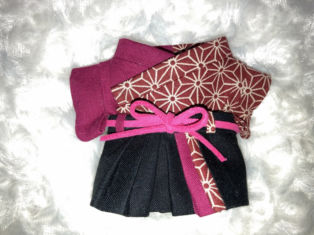 15cmぬい用 ぬい服 和装 袴 麻の葉柄 赤