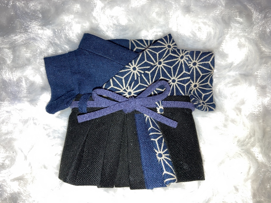 13cmぬい用 ぬい服 和装 袴 麻の葉柄 紺