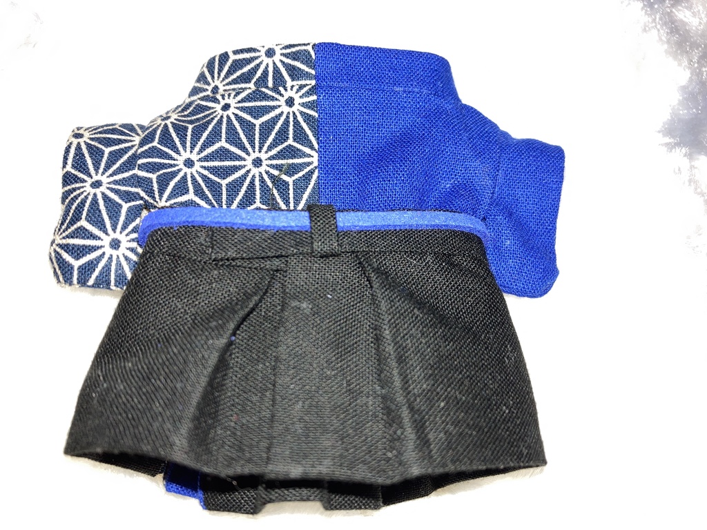 15cmぬい用 ぬい服 和装 袴 麻の葉柄 群青色