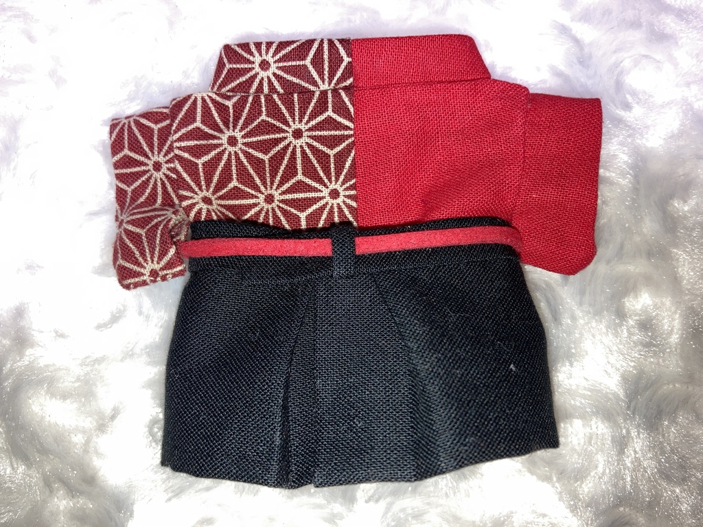 15cmぬい用 ぬい服 和装 麻の葉柄 赤