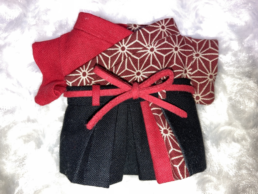 15cmぬい用 ぬい服 和装 麻の葉柄 赤