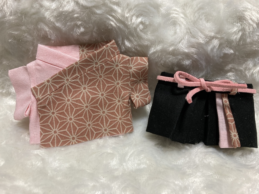 13cmぬい用 ぬい服 和装 袴 麻の葉柄 桜地桜色