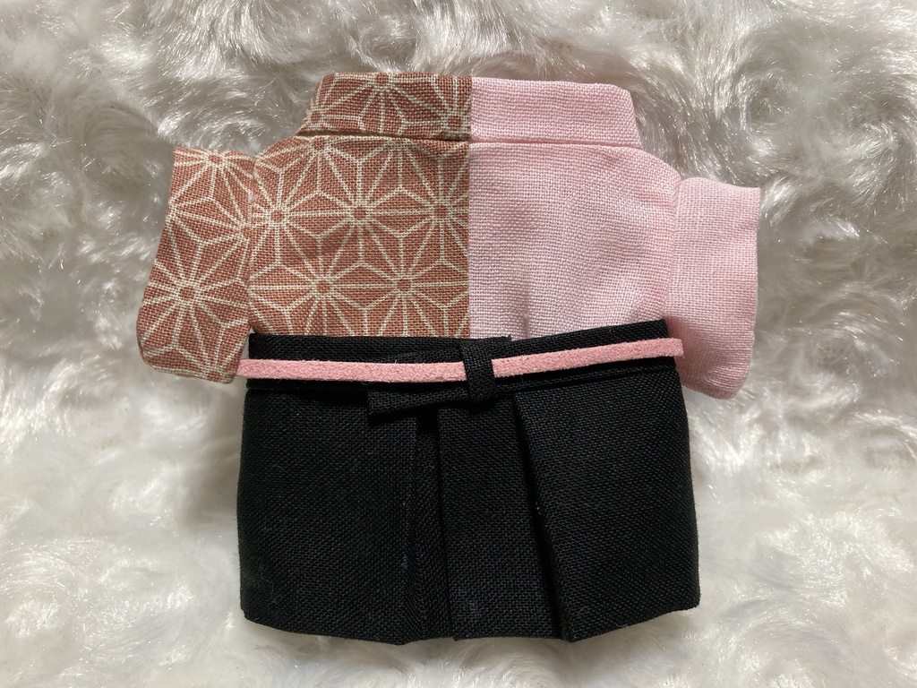 13cmぬい用 ぬい服 和装 袴 麻の葉柄 桜地桜色