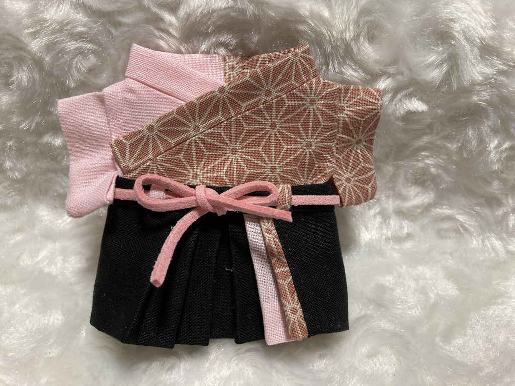 13cmぬい用 ぬい服 和装 袴 麻の葉柄 桜地桜色
