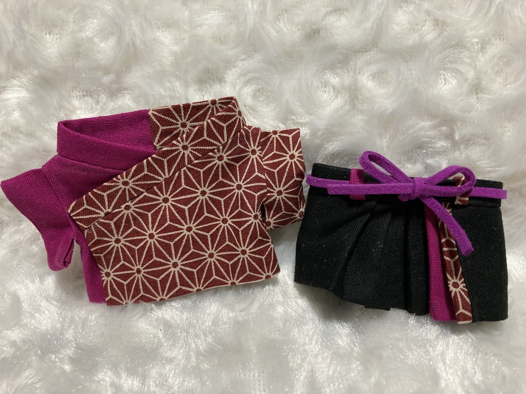 13cmぬい用 ぬい服 和装 袴 麻の葉柄 紫式部