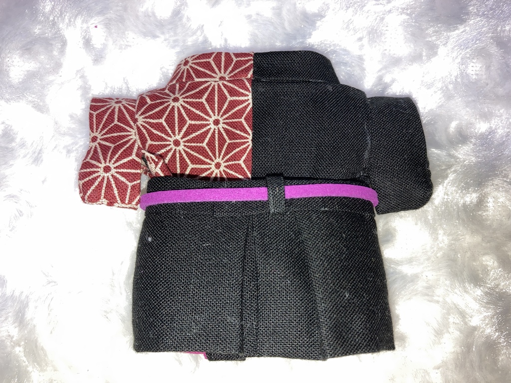 13cmぬい用 ぬい服 和装 袴 麻の葉柄 赤紫式部+黒