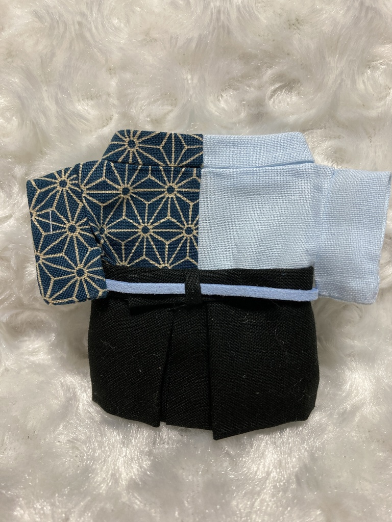 13cmぬい用 ぬい服 和装 袴 麻の葉柄 藍地白縹