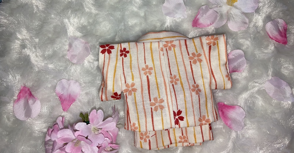 13cm/16cmぬい用 ぬい服 和装 羽織 桜柄 お花見セット 白