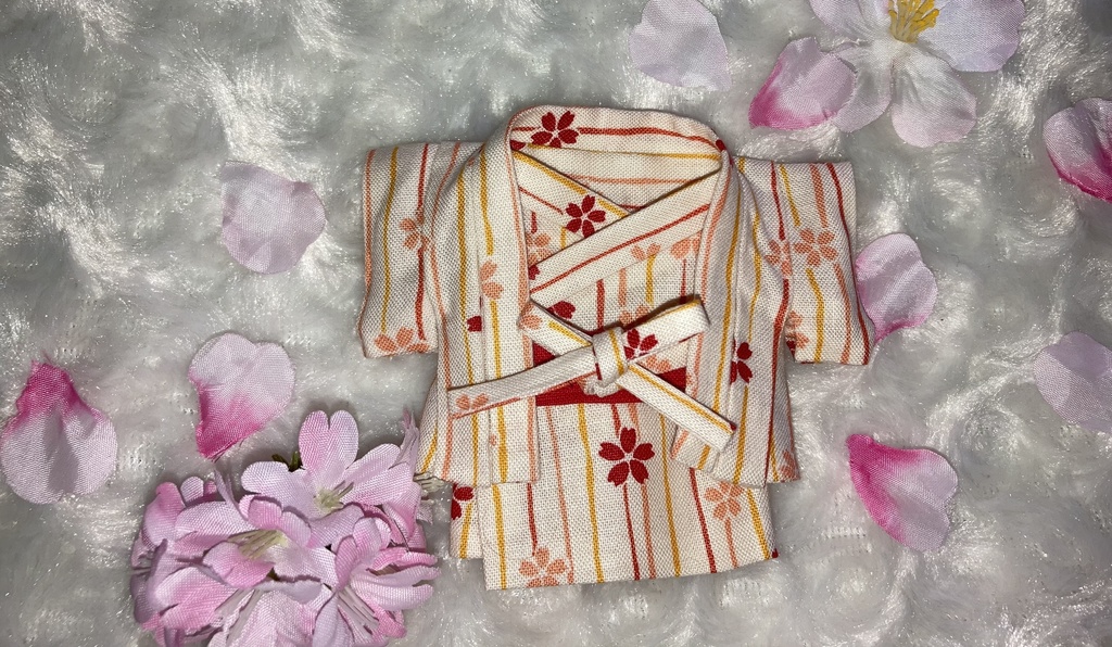 13cm/16cmぬい用 ぬい服 和装 羽織 桜柄 お花見セット 白