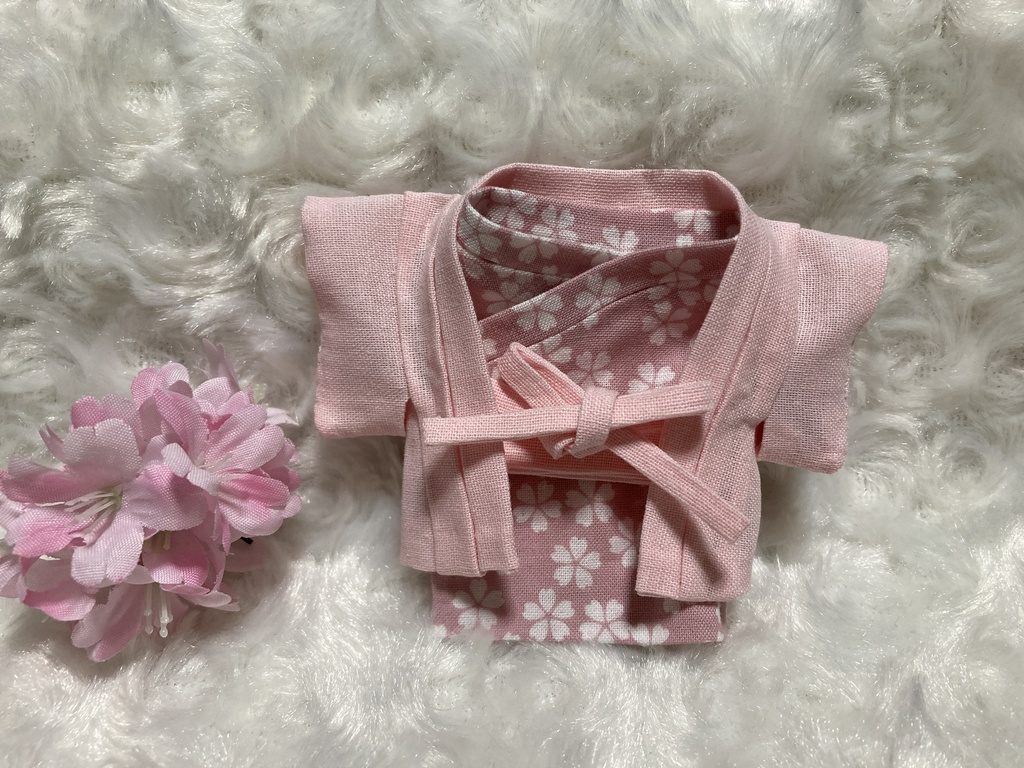 13cm/16cmぬい用 ぬい服 和装 羽織 お出かけセット ふんわり桜色桜柄