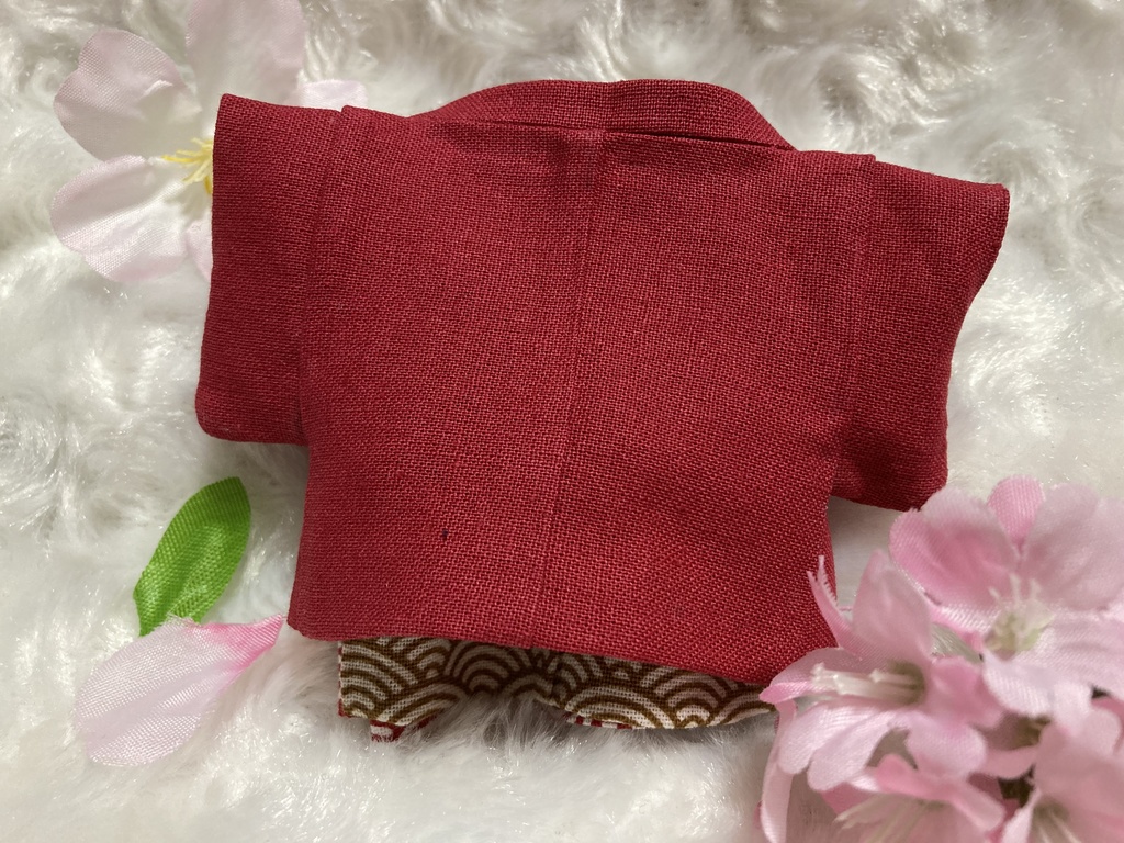 13cm/16cmぬい用 ぬい服 和装 羽織 お花見セット オトナの臙脂色 桜柄和柄