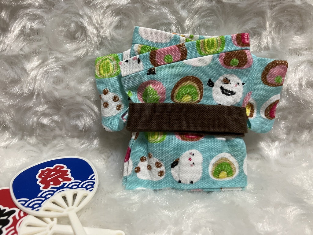 13cm/16cmぬい用 ぬい服 和装 浴衣 シマエナガ 薄浅葱色