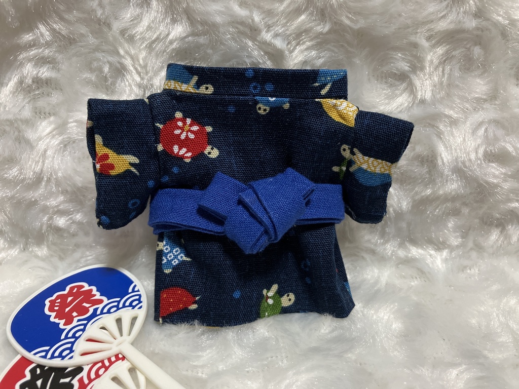 13cm/16cmぬい用 ぬい服 和装 浴衣 亀柄 紺