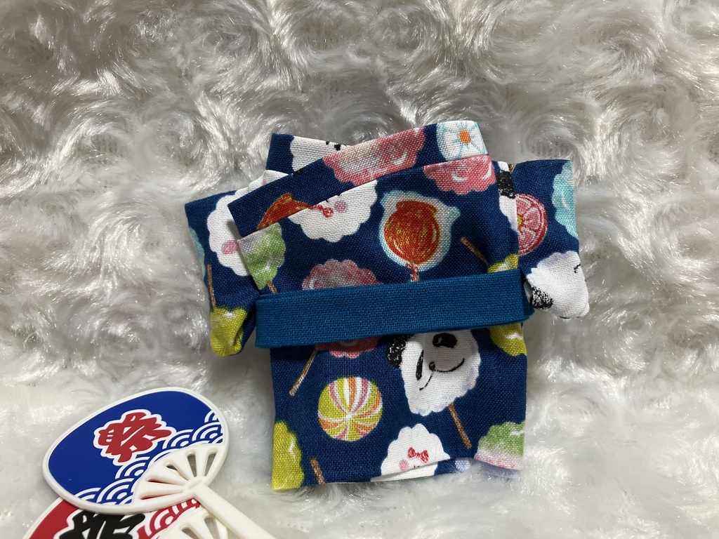 13cm/16cmぬい用 ぬい服 和装 浴衣 パンダ 縹色