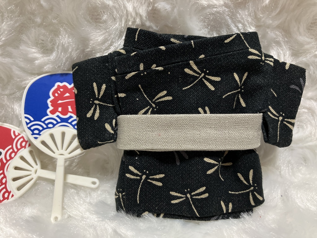 13cm/16cmぬい用 ぬい服 和装 浴衣 トンボ 黒