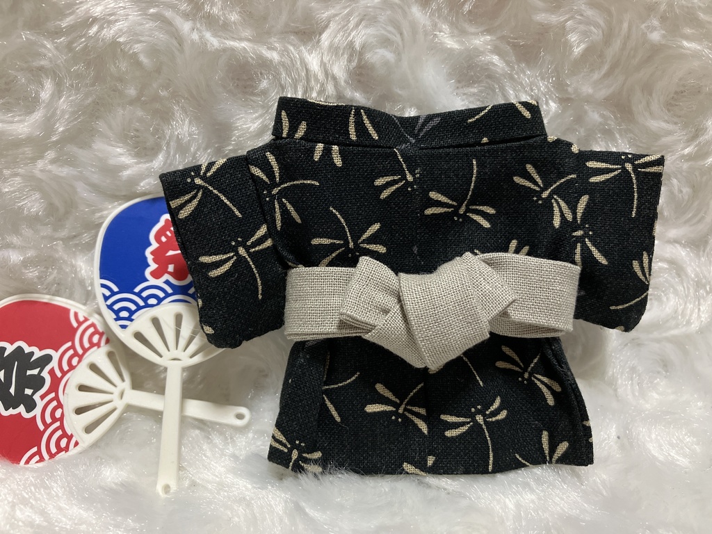 13cm/16cmぬい用 ぬい服 和装 浴衣 トンボ 黒