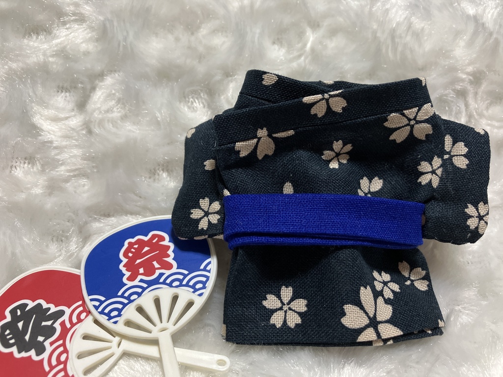 13cm/16cmぬい用 ぬい服 和装 浴衣 桜柄 紺
