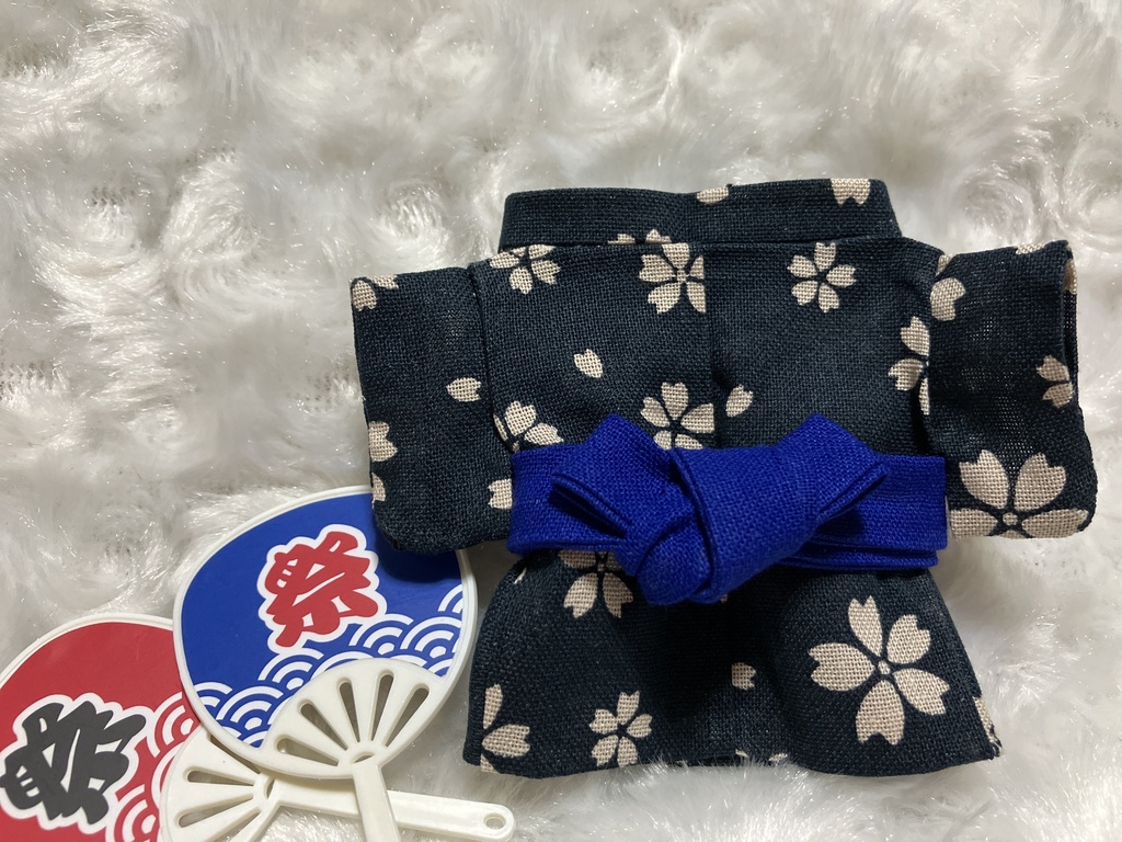 13cm/16cmぬい用 ぬい服 和装 浴衣 桜柄 紺