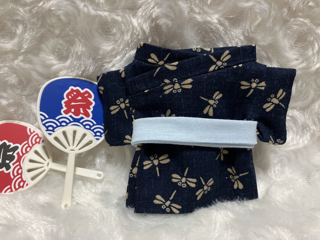 13cm/16cmぬい用 ぬい服 和装 浴衣 トンボ 紺