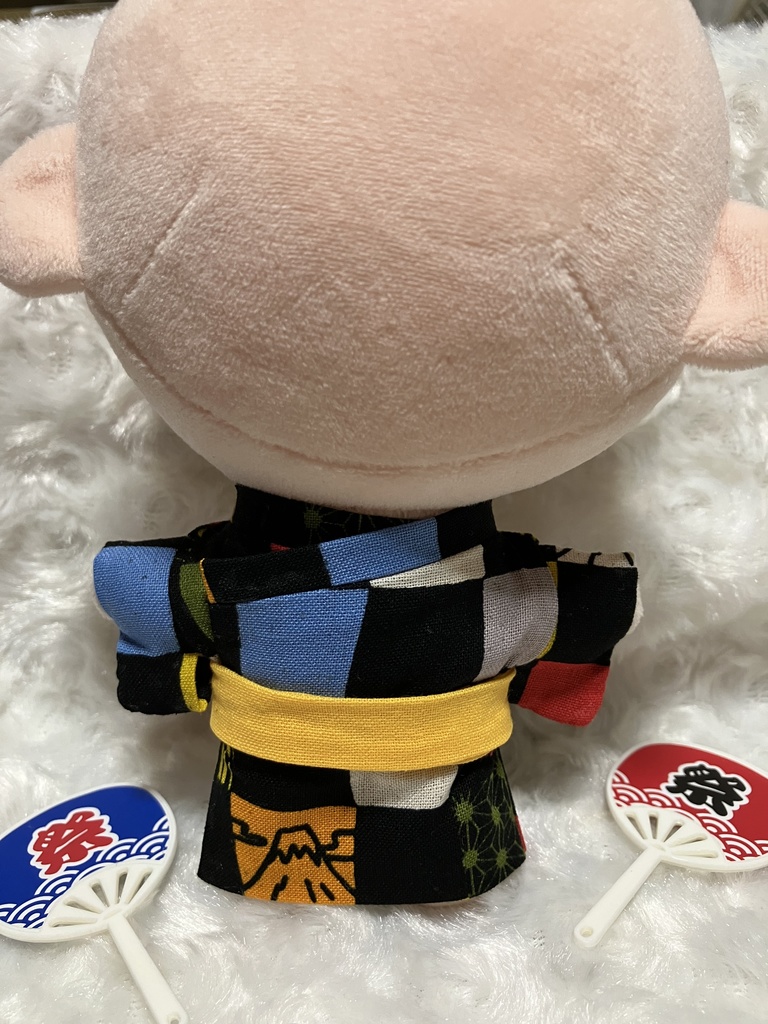 13cm/16cmぬい用 ぬい服 和装 浴衣 和柄と富士山 黒