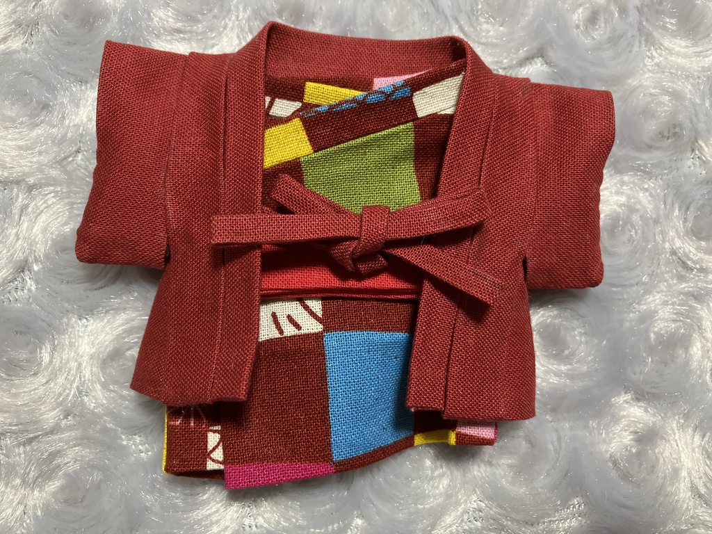 13cm/16cmぬい用 ぬい服 和装 羽織 お出かけセット 和柄と富士山 赤