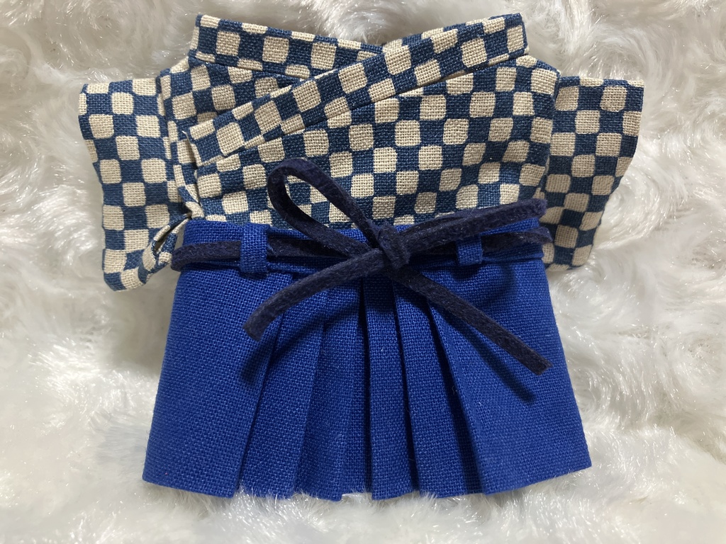 13cm/16cmぬい用 ぬい服 和装 袴 市松模様 青