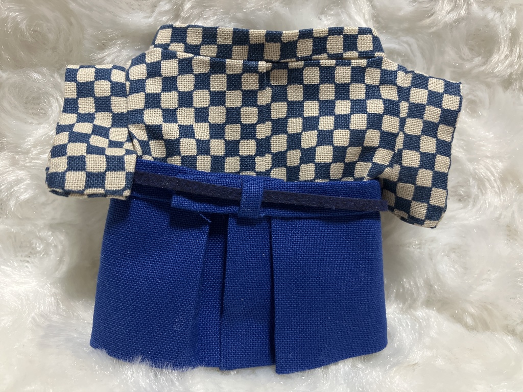 13cm/16cmぬい用 ぬい服 和装 袴 市松模様 青