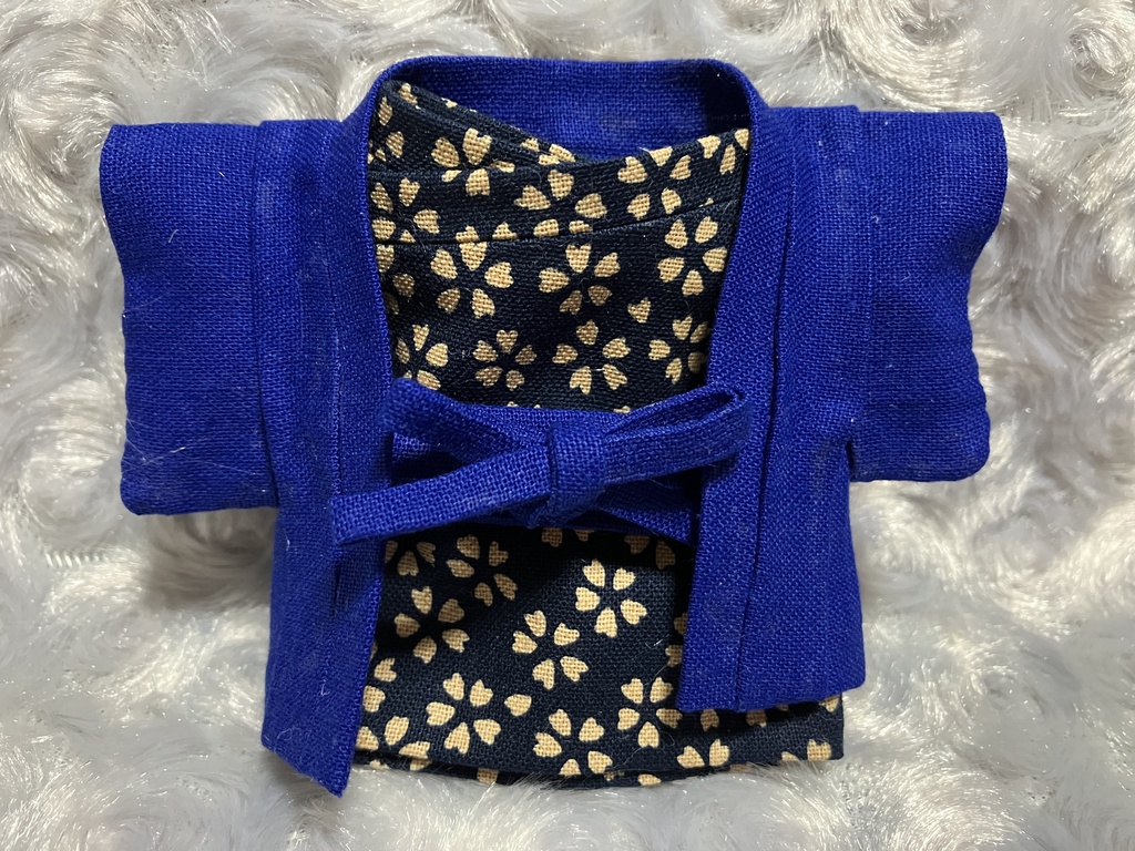 13cm/16cmぬい用 ぬい服 和装 羽織 お出かけセット 紺色 桜柄 濃紺