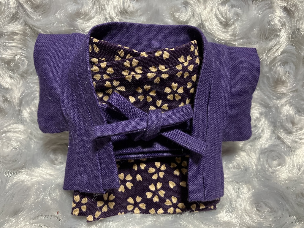 13cm/16cmぬい用 ぬい服 和装 羽織 お出かけセット 紫 桜柄 濃紫