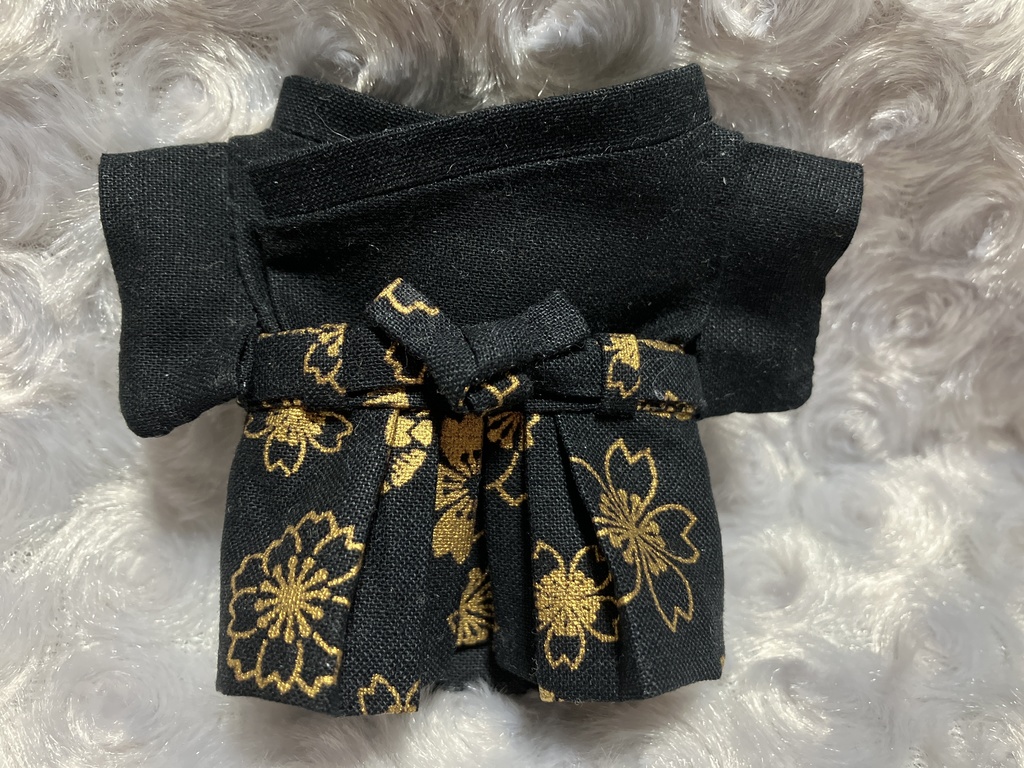 13cm/16cmぬい用 ぬい服 和装 袴 黒無地 黒+金 お正月用