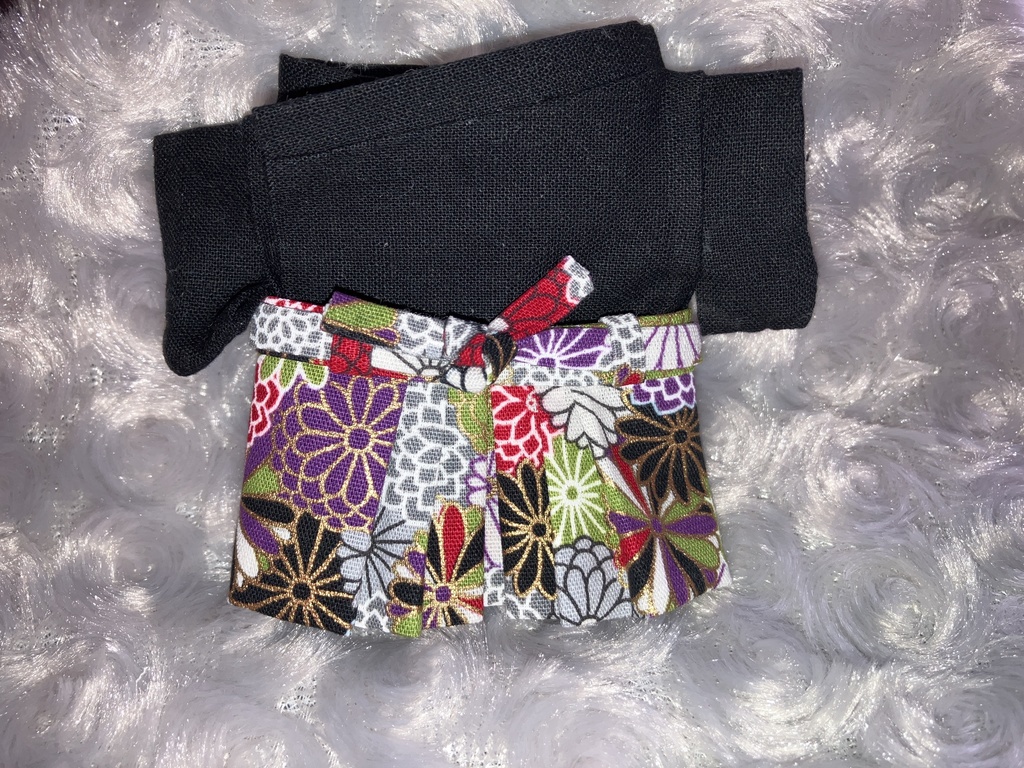 13cm/16cmぬい用 ぬい服 和装 袴 黒無地 和柄花柄菊 黒