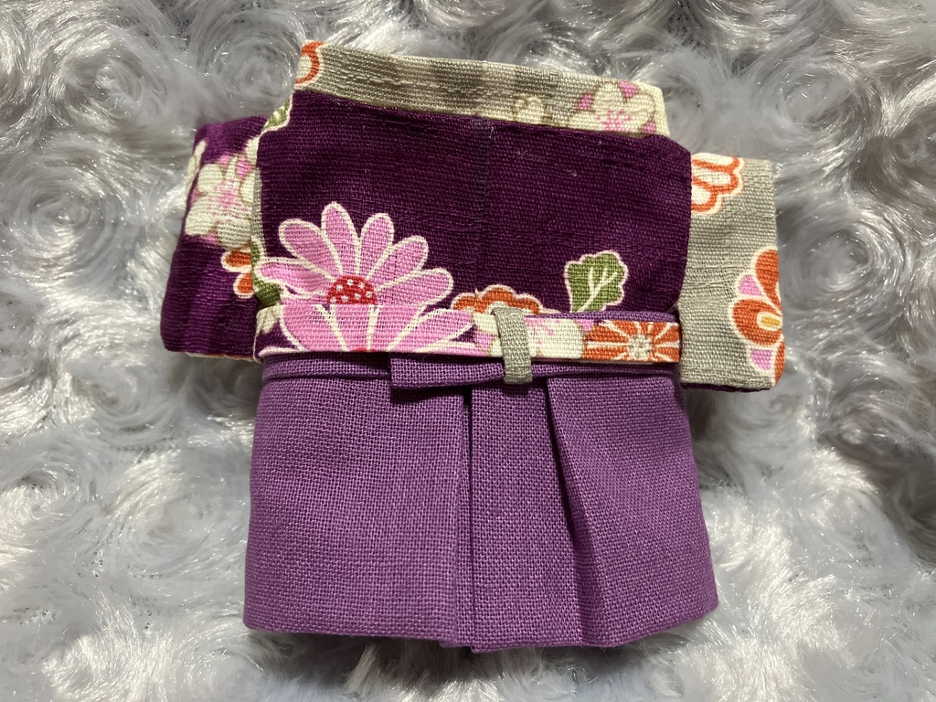 13cm/16cmぬい用 ぬい服 和装 袴 菊柄 葡萄色+葵色 お正月用