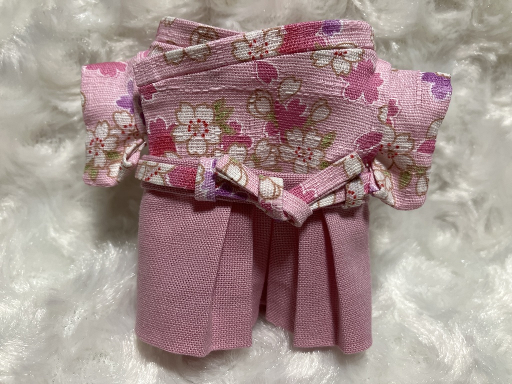 13cm/16cmぬい用 ぬい服 和装 袴 桜柄 撫子色