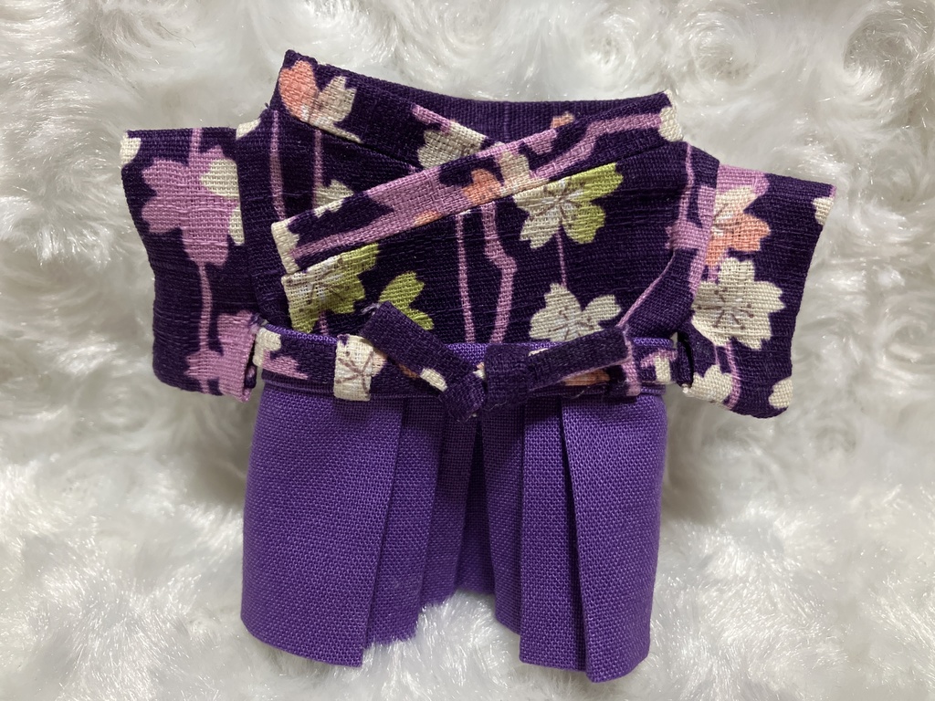 13cm/16cmぬい用 ぬい服 和装 袴 桜柄紫