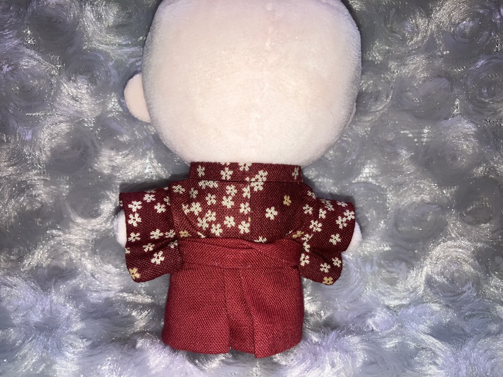 11cmぬい用(ぬいのボディS)ぬい服 和装 袴 桜柄 真紅