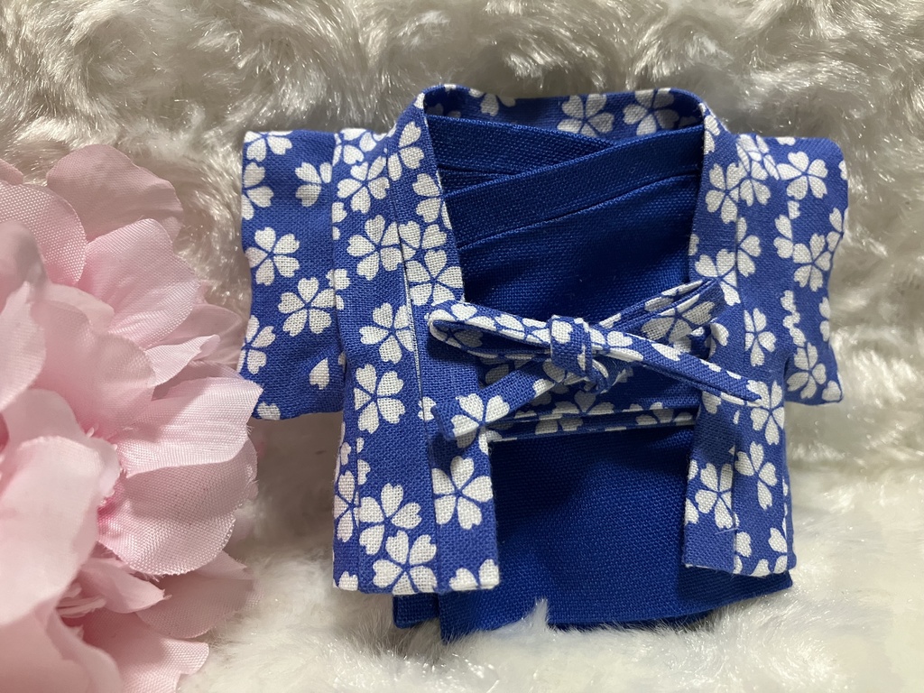 13cm/16cmぬい用 ぬい服 和装 羽織 お花見セット 青＋青