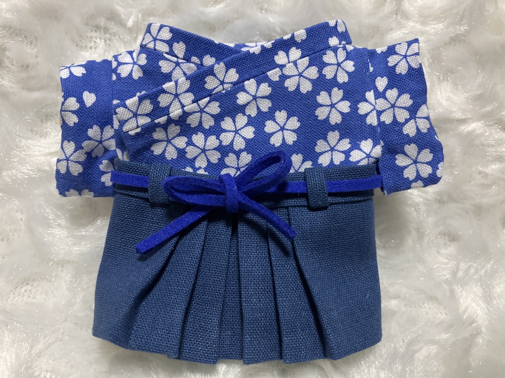 13cm/16cmぬい用 ぬい服 和装 袴 桜柄 青色