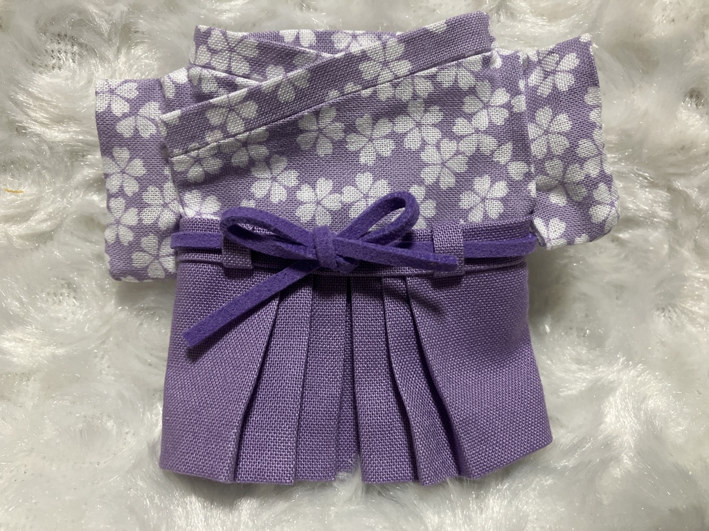 13cm/16cmぬい用 ぬい服 和装 袴 桜柄 薄紫色