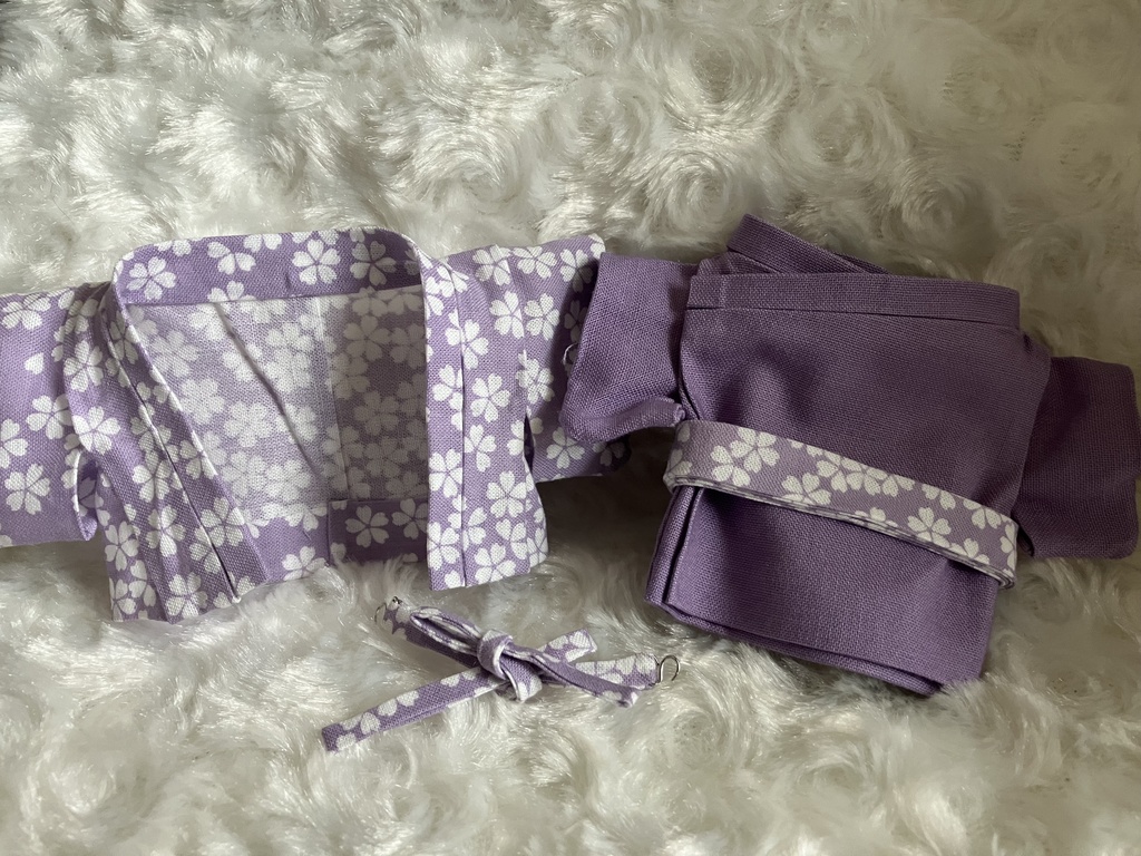 17cmぬい用(ぬいのボディM)ぬい服 和装 羽織 桜柄 紫