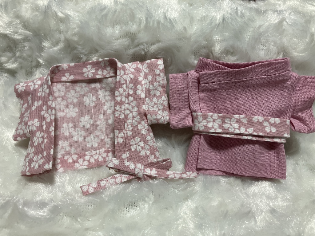 13cm/16cmぬい用 ぬい服 和装 羽織 お出かけセット 桜柄 御所染+撫子色