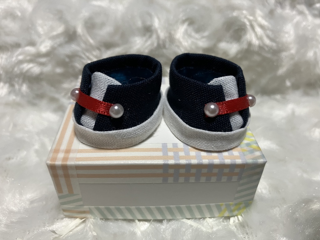 13cm/16cmぬい用 ぬい服 ぬい靴 セーラーカラー ベレー帽付 紺+白