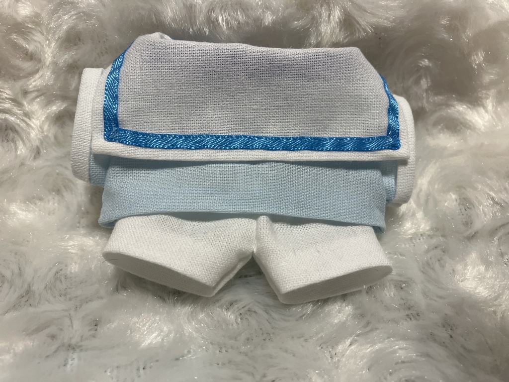 12cmぬい用 ぬい服 ぬい靴 セーラーカラー ベレー帽付き 白+水色