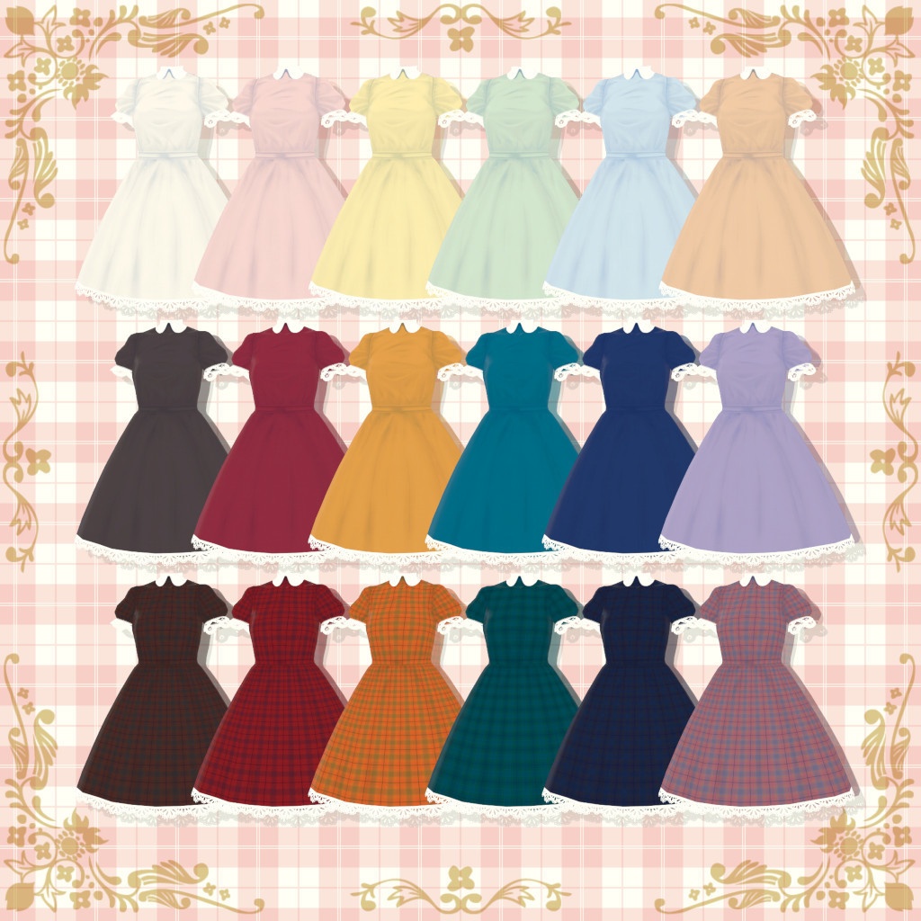 【VRoid】エプロンドレス 12種セット