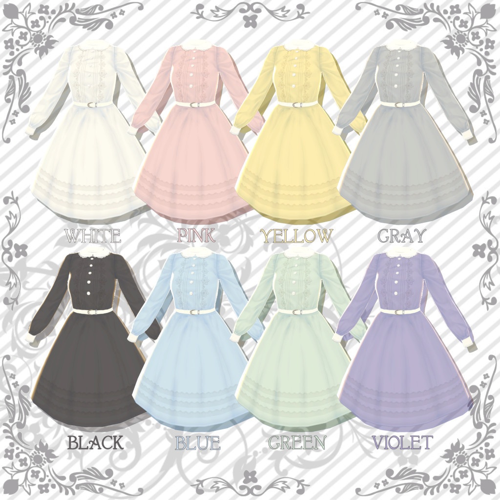 【VRoid】ブラウス ワンピース 8種セット